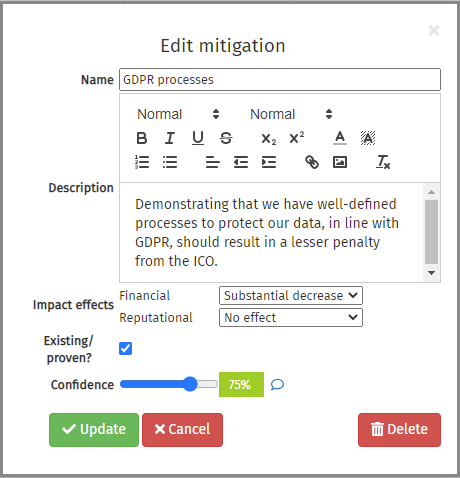 Editing a mitigation